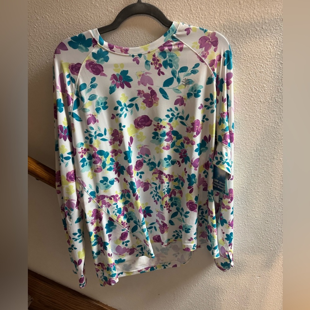 Coolibar Floral Long Sleeve Shirt - Purple, Teal, Yellow, UPF 50+